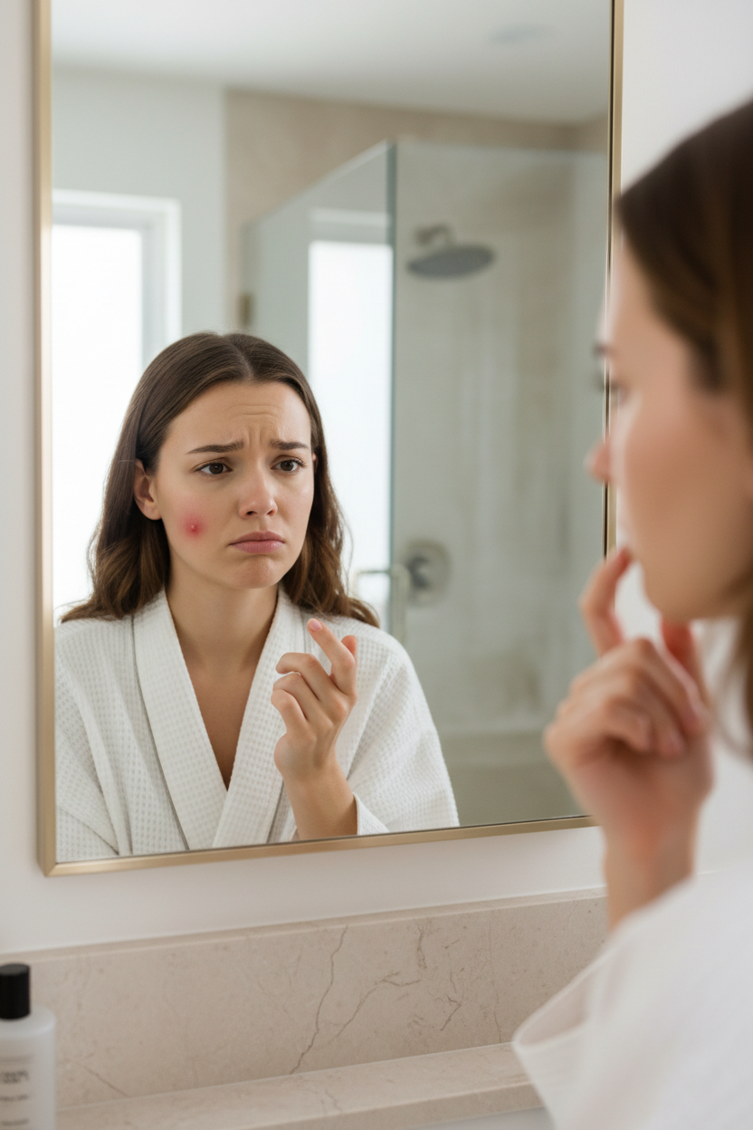 Femme devant miroir - visage visible
